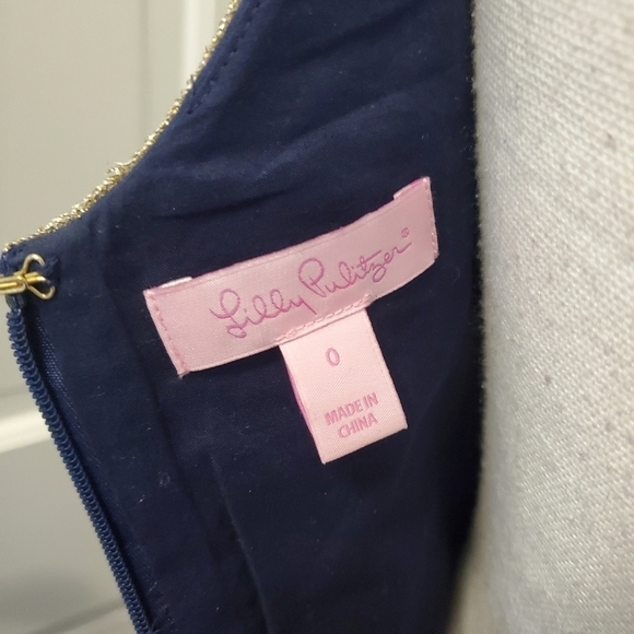 Lilly Pulitzer Valli Navy Shift Dress Size 0, Classic, formal, 100% Cott… - Picture 8 of 14